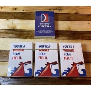Carnival Cruise Line 4 Decks of Playing Cards You're A Winner Sealed New